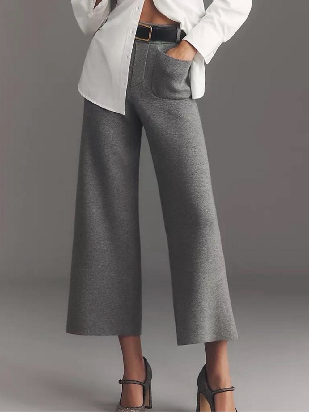 Anthropologie - The Colette Sweater Knit Crop Wide-Leg Pants by Maeve- Small